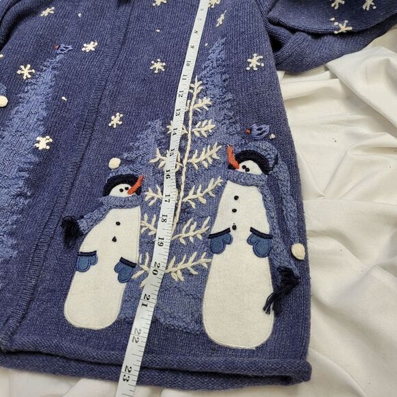NEW CROFT & BARROW blue snowman zip up cardigan sweater S - Picture 10 of 10